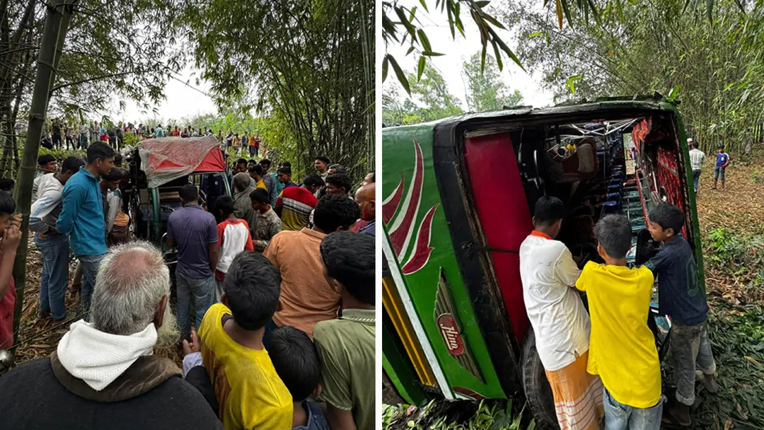 নীলফামারীতে বাস-ট্রাক-অটোরিকশার ত্রিমুখী সংঘর্ষ