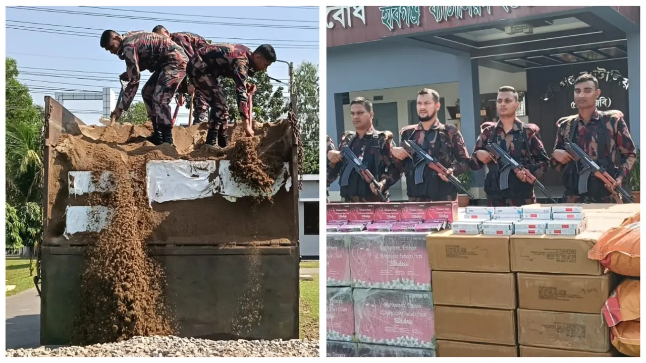 বালুর ট্রাকে লুকানো ছিল ৫ কোটি টাকার ভারতীয় পণ্য