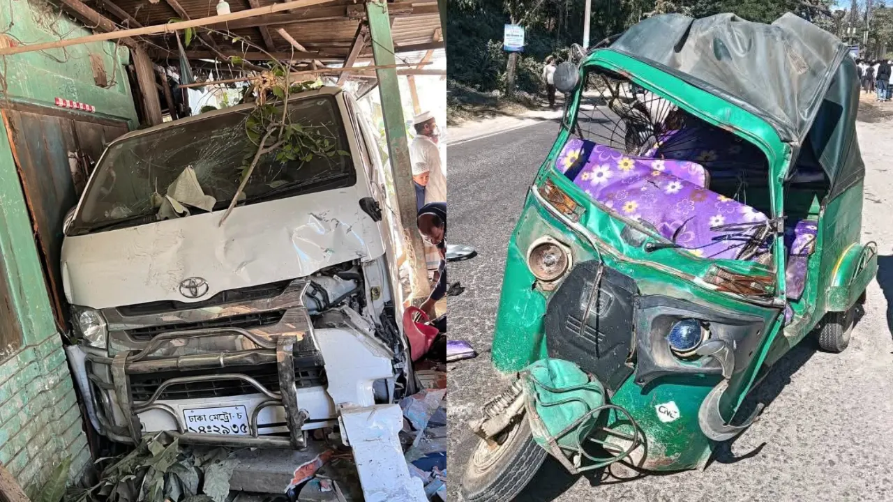 জৈন্তাপুরে চায়ের দোকানে মাইক্রোবাস, আনসার সদস্যসহ নিহত ২