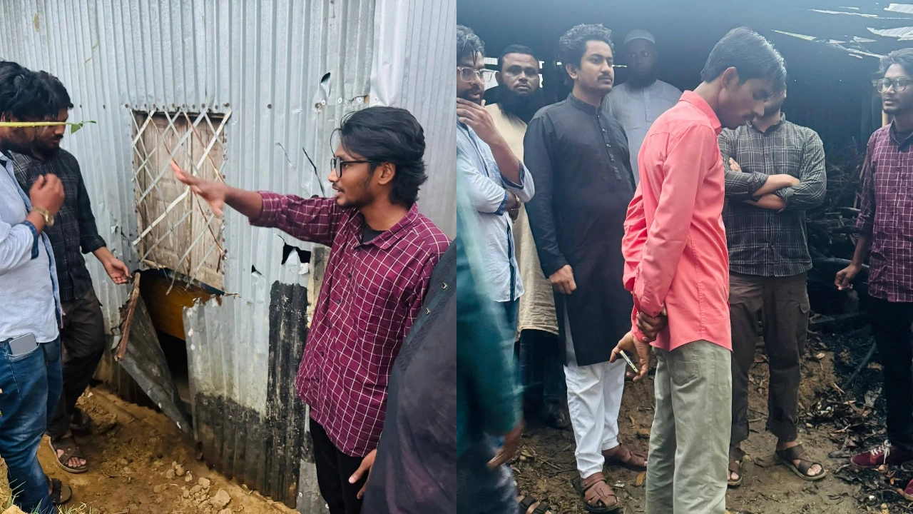 ধোবাউড়ায় ছাত্রশক্তির কেন্দ্রীয় নেতার বাড়িতে আগুন
